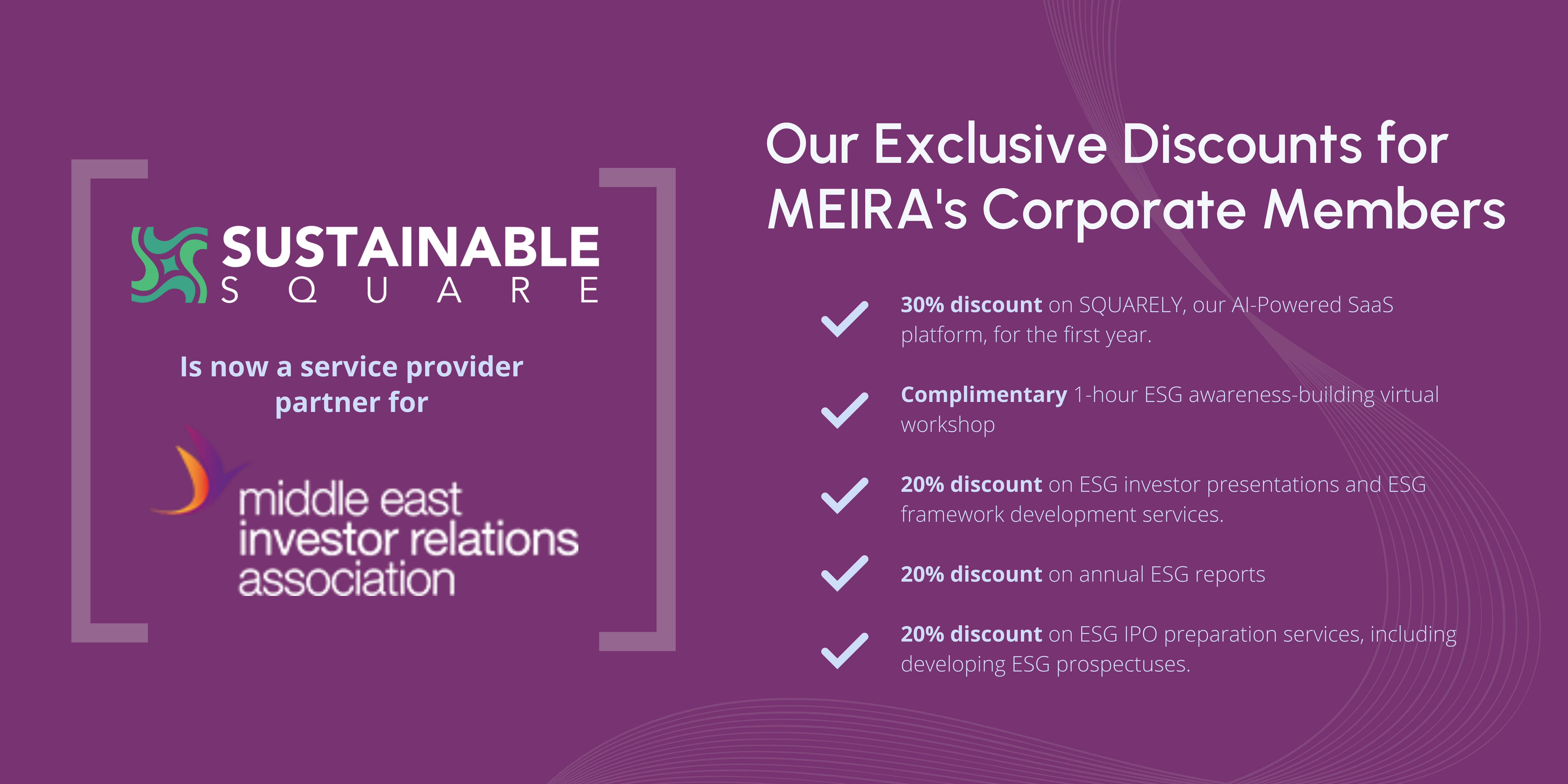 Sustainable Square Becomes MEIRA’s Service Provider to Offer Exclusive Discounts on Services to Corporate Members